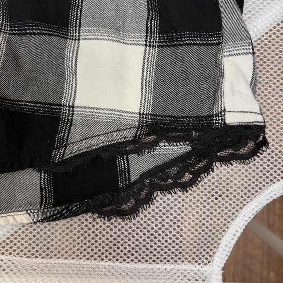 Victoria's Secret Plaid Metallic Sleep Shirt Flannel Button-Down Lace Hem L EUC - Picture 9 of 16